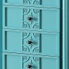 Wood Jewelry Armoire With 5 Drawers in Light Blue