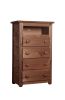 Wooden 4 Drawers Media Chest With 1 Top Shelf In Mahogany Finish, Brown