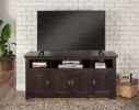 Wooden TV Stand With 3 Shelves and Cabinets, Espresso Brown
