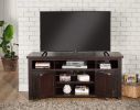 Wooden TV Stand With 3 Shelves and Cabinets, Espresso Brown