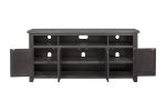 Wooden TV Stand With 3 Shelves and Cabinets, Gray