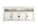 Wooden TV Stand With 3 Shelves and Cabinets, White