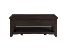 Wooden Coffee Table With Two Drawers, Espresso Brown