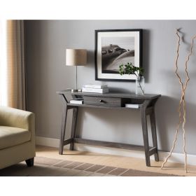 Wooden Desk With Drawer And Shelves, Distressed Gray