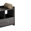 Wooden Storage Shoe Rack Bench With 3 Shelves and Raised Top, Distressed Gray