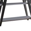 Wooden Console Table With 2 Lower Shelves, White And Distressed Gray