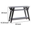 Wooden Console Table With 2 Lower Shelves, White And Distressed Gray