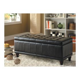 Bi Cast Vinyl Lift Up Storage Bench With a Tufted Seat, Dark Brown