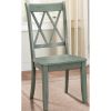 Pine Veneer Side Chair With Double X Cross Back, Teal Blue, Set of 2