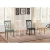 Pine Veneer Side Chair With Double X Cross Back, Teal Blue, Set of 2