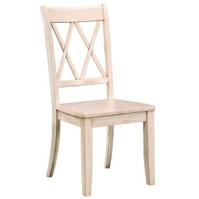Pine Veneer Side Chair With Double X Cross Back, White, Set of 2