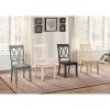 Pine Veneer Side Chair With Double X Cross Back, White, Set of 2
