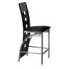 Metal & Bi Cast Vinyl Counter Height Chair With Cut Out Back, Set of 2, Black