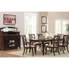Solid Wooden Side Chair With Beige Fabric Seat, Cherry Brown & Beige (Set Of 2)