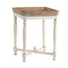 Square Shaped Wooden Side Table With Cross Base, Brown & Gray