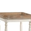 Square Shaped Wooden Side Table With Cross Base, Brown & Gray