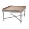 Square Shaped Wooden Coffee Table With Beveled Edges, Brown & Gray
