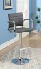 Contemporary Style Leatherette Padded Bar Stool With Arms, Gray & Silver