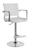 Modern Leatherette Padded Metal Bar Stool With Arms, White & Silver
