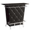 Contemporary Style Leatherette Padded Bar Table With Button Tufting, Black
