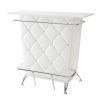 Contemporary Style Leatherette Padded Bar Table With Button Tufting, White
