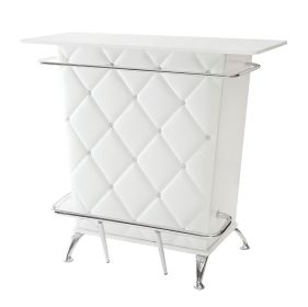 Contemporary Style Leatherette Padded Bar Table With Button Tufting, White
