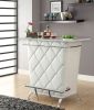 Contemporary Style Leatherette Padded Bar Table With Button Tufting, White