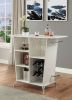 Contemporary Style Leatherette Padded Bar Table With Button Tufting, White