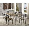 7 Piece Wooden Dining Table Set In Gray and Weathered Brown