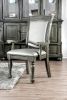 Traditional Style Wooden Arm Chair With Leatherette Cushions In Gray, Set Of 2
