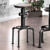 Metal Frame Bar Stool With Wooden Seat In Black And Natural Brown, Set Of 2