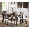 7 Piece Metal And Wood Dining Table Set In Antique Brown