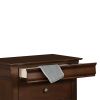 Wooden Night Stand With Hidden Drawer, Cherry Brown