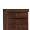 5 Drawer Wooden Chest With Metal Hardware, Cherry Brown