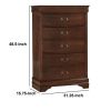 5 Drawer Wooden Chest With Metal Hardware, Cherry Brown