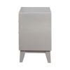 Wooden Nightstand with 2 Drawers, Mercury Silver