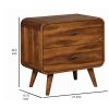Wooden Nightstand with 2 Drawers, Dark Walnut Brown