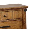 Wooden Nightstand with 3 Drawers, Warm Honey Brown