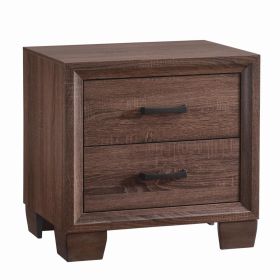 Wooden 2 Drawer Nightstand, Medium Warm Brown