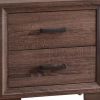 Wooden 2 Drawer Nightstand, Medium Warm Brown
