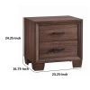 Wooden 2 Drawer Nightstand, Medium Warm Brown