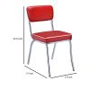 Leather Upholstered Metallic Retro Dining Side Chair, Red, Set of 2