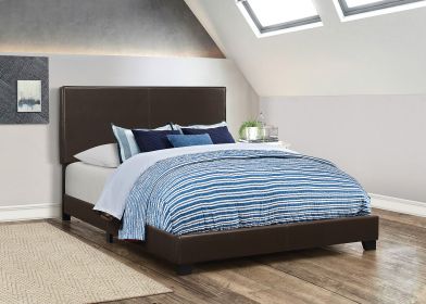 Leather Upholstered Queen Size Platform Bed, Brown