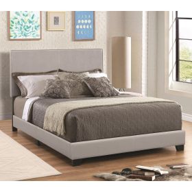 Leather Upholstered California King Size Platform Bed, Gray