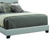 Leather Upholstered California King Size Platform Bed, Gray
