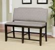 Fabric Upholstered Wooden Counter Height Bench, Gray and Brown