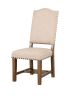 Fabric Upholstered Solid Wood Side Chair, Pack of Two, Beige and Brown