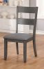 Wooden Side Chair With Fabric Padded Seat, Pack of Two, Gray