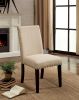 Fabric Upholstered Solid Wood Side Chair with Nail Head Trim, Pack of Two, Beige and Brown