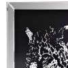 Square Shape Mirror framed Leopard Wall Dâ€¹Â¨Â«cor With Crystal Inlays, Black & Silver